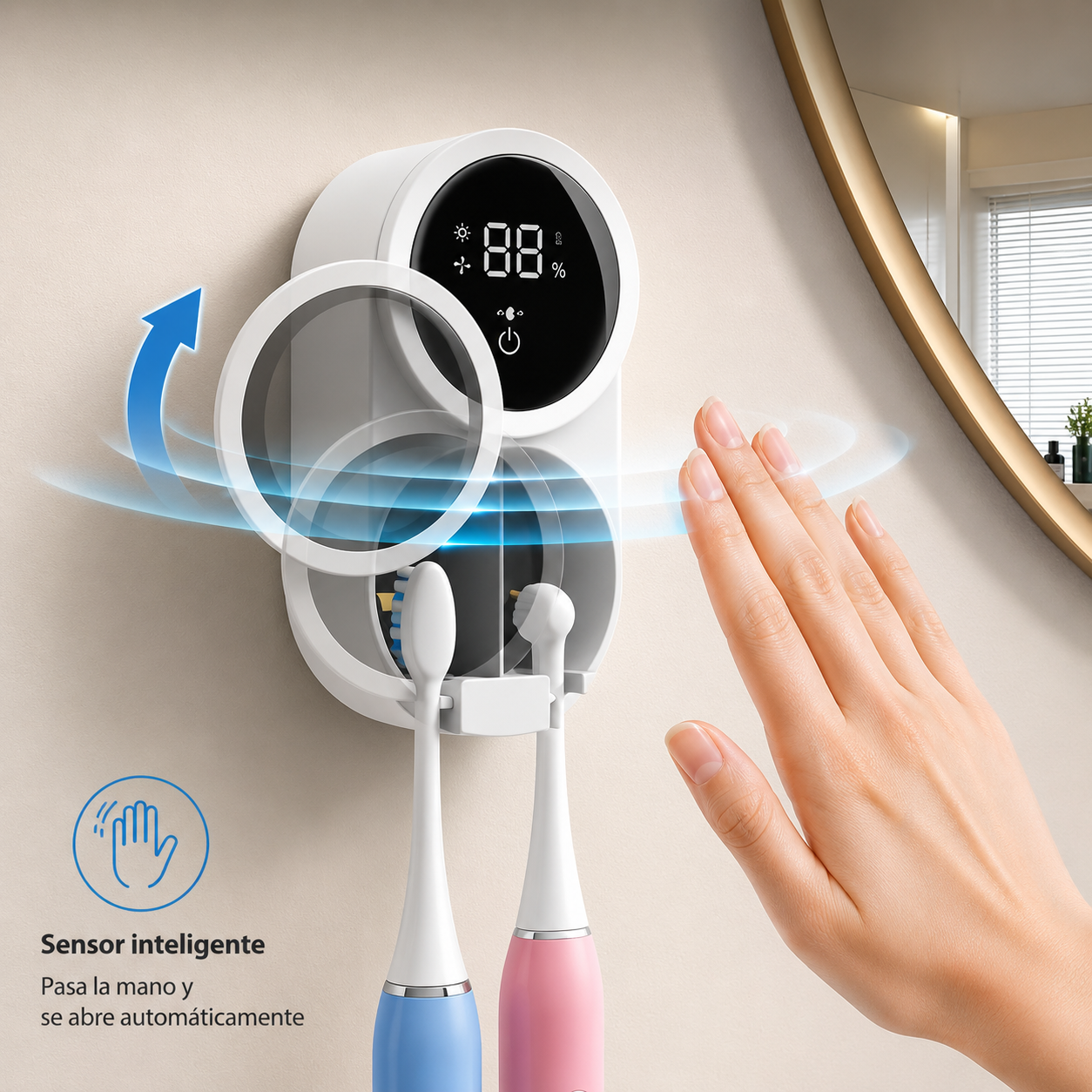 Soporte Inteligente para Cepillos con Esterilizador y Secado Automático